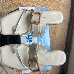 Dolce Vita Cream Sandals with Tan Buckles